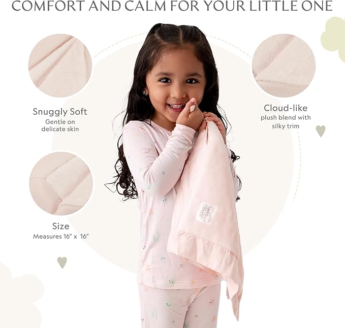 Ultra-Soft Lovey Plush Security Blanket - Baby Essentials, Newborn Essentials, Ultra-Soft Plush Baby Blanket with Satin Trim – 16" x 16" (Pink)