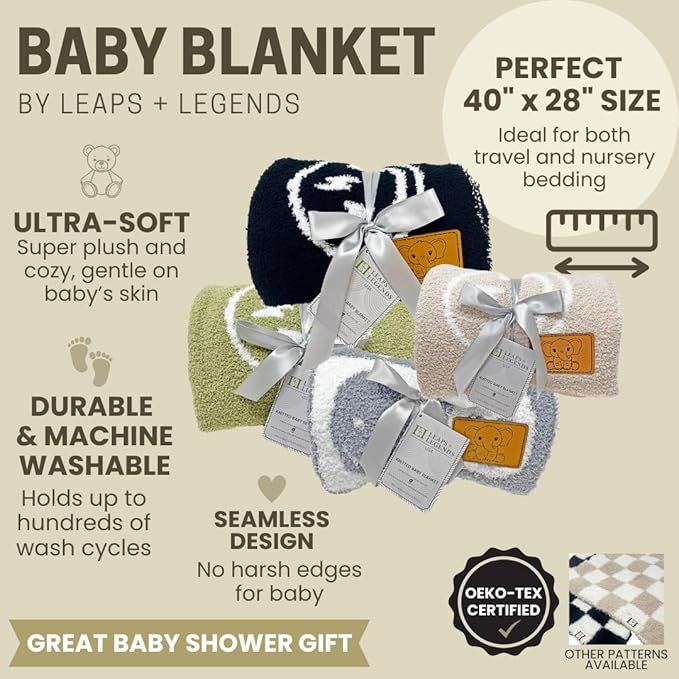 Lightning Bolt Baby Blanket 28"x40" - DreamSoft Knit Throw for Crib, Stroller or Car Seat - Soft Receiving Blanket/Newborn Nursery Gift Essential for Toddler, Infant, Kids, Boys & Girls (Black/White)