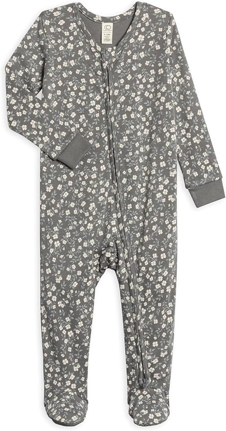 Colored Organics Baby Zip-Up Footed Sleeper with 2-Way Zipper - Newborn Organic Cotton Pajamas