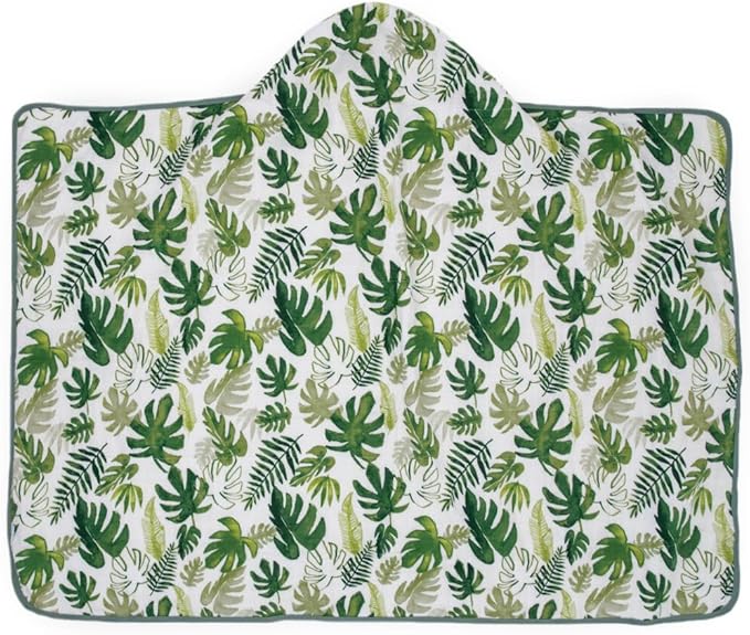 Little Unicorn Premium Hooded Bath Towel| Absorbent Cotton & Terry Blend | Larger Size, 1-6 Years (Tropical Leaf)