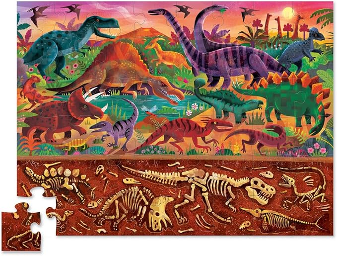 Crocodile Creek Above + Below 48-Piece Jigsaw Floor Puzzle - Fun Floor Puzzles for Kids Ages 4-8 - Dinosaur World - 27 x 20 inches Finished