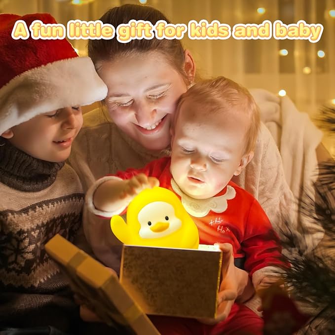 Night Light for Kids, Rechargeable Dimmable Silicone LED Nightlight with 7 Colors, Baby Nursery Night Lamp, Touch Squishy Lamp, Cute Gifts for Girls, Boys, Toddler Room Decor, Yellow Duck