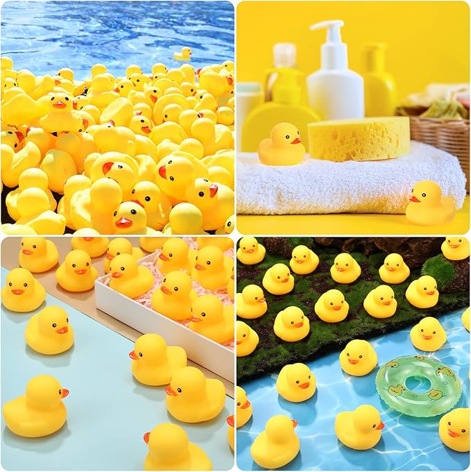 Vinsot 100 Pcs Mini Rubber Ducks Bulk Rubber Duck Bath Toys Squeak Float Bath Toy for Birthday Party Favors Gift Summer Beach Pool Activity Carnival Game(1.77 x 1.77 x 1.57 Inch)