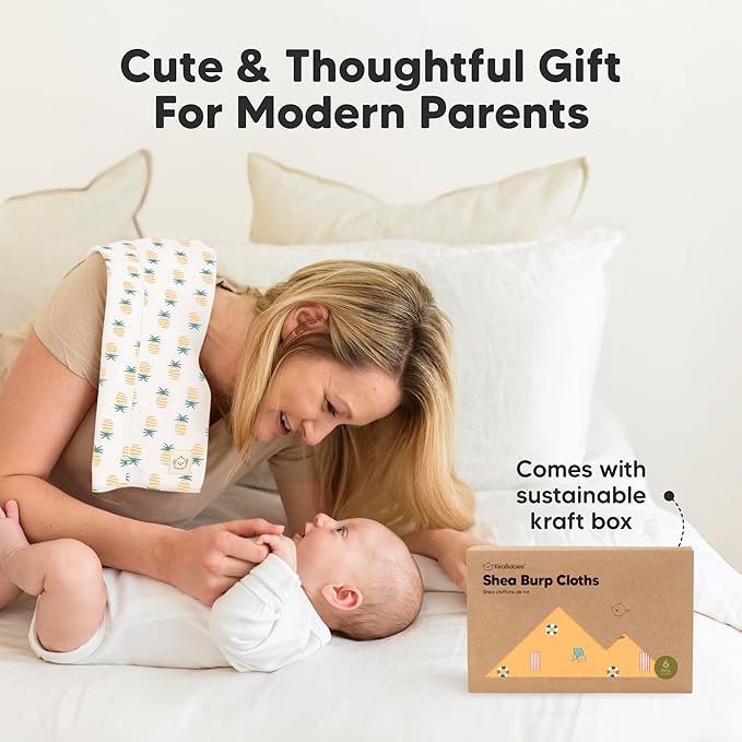 Organic Burp Cloths Baby Boy, Girl - 6-Pack Large Cotton Burping Cloths for Babies, Spit Up Rags, Super Absorbent, Ultra Soft Newborn Rag, Gender Neutral, Machine Washable, Durable (Prism)