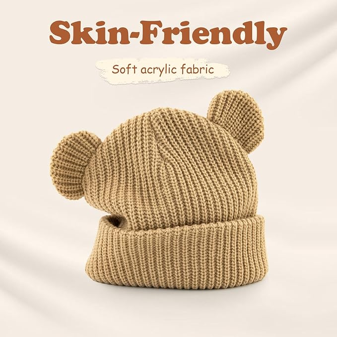 Toddler Boy Winter Hat Baby Knit Beanie Girl Warm Hats Kid Bear Ear Beanies for Cold Weather