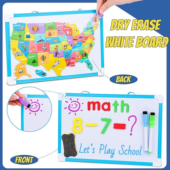 Gifts2U Pretend Play School Sets for Kids - With Teacher Bag, Whiteboard, Learning Clock, Educational Posters and Teaching Toy Supplies.