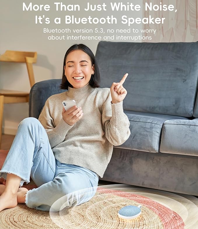 Portable White Noise Sound Machine: Baby Sleep Soother, Bluetooth Speaker, Rechargeable Battery, 4-Speed Timer, 6 Soothing Sounds Adult Therapy Aid for Trave (Purple, Portable)