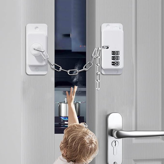 Child Proof Door Lock (2 Pack), Door Locks for Kids safety & Window Locks, for Fridge Lock, Cabinet Locks, Cat Door Latch and Baby Proofing, Strong non-marking Adhesive No Drilling (White)