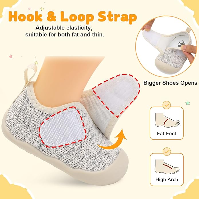 FEETCITY Baby First Walking Shoes Wide Baby Shoes Infant Sneakers Newborn Crib Shoe Barefoot Lightweight Slip On Shoe