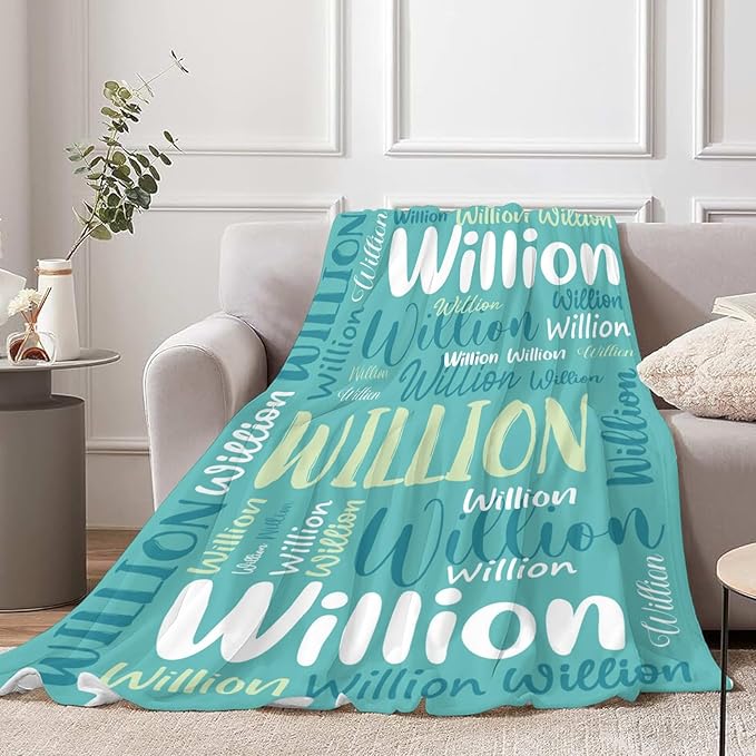 Personalized Custom Baby Blanket with Name for Girls Boys Kids Customized Flannel Blanket for Bed Nursery Room Baby Stroller