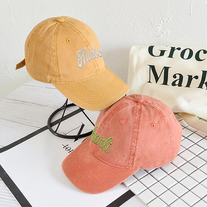 Custom Name Toddler Baseball Cap, Personalized Boys Girls Cotton Embroidered Hat, Trucker Hat for Kids Adults