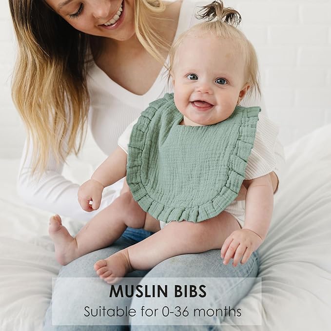 Baby Muslin Bibs Bandana Drool Bibs for Unisex Boys & Girls, Soft and Absorbent Cotton Teething Drooling Bib Set for Newborn Toddler