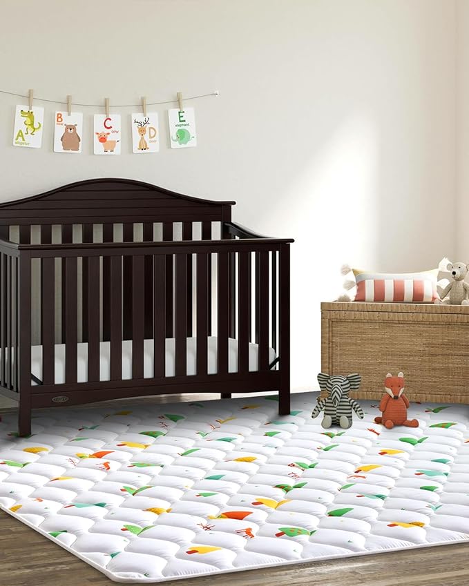 Odorless Premium Foam Baby Play Mat, Soft Microfiber Fabric Crawling Mat for Floor- Comfortable and Hypoallergenic, Non-Slip Cushioned Floor Playpen mat for Infants,Babies,Toddlers