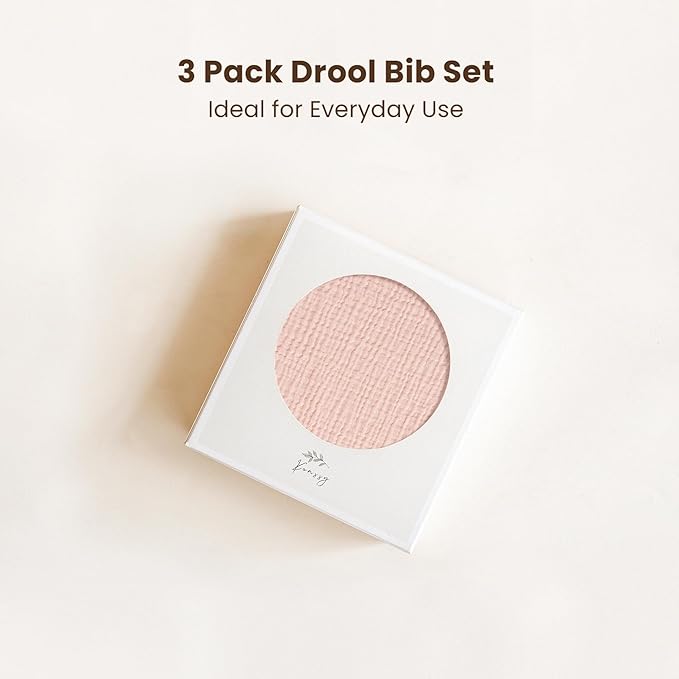 Konssy Muslin Baby Bibs for Girls – Soft 100% Cotton Drool Bibs, Ruffle Trim for Newborns & Toddlers 0-36 Months 3-Pack