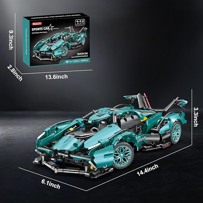 999 Piece Sports Car Building Blocks Toys Boys or Adults Kits, 1:14 Race Car Model Building Set, Adult Collectible Model Cars Set to Build, STEM Super Cars Sets for Boys Girls Age 6-12, 8-14