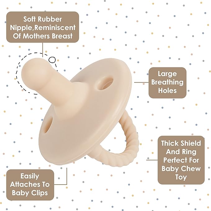 Sweet Child Pacifiers 0-18 Months, Set of 6 Ultra-Light Silicone Binkies with Collapsible Handle & 3 Air Holes for Added Safety, Best Newborn Pacifiers for Baby Boys Or Girls