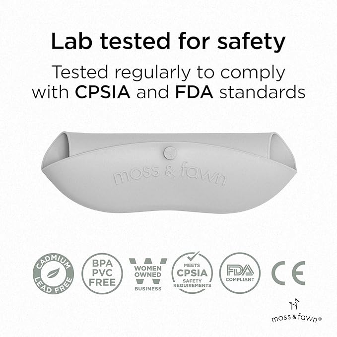 Moss and Fawn Gather & Roll Bib - Washable Waterproof Silicone Baby Feeding Bib - BPA, Lead, & PVC-Free