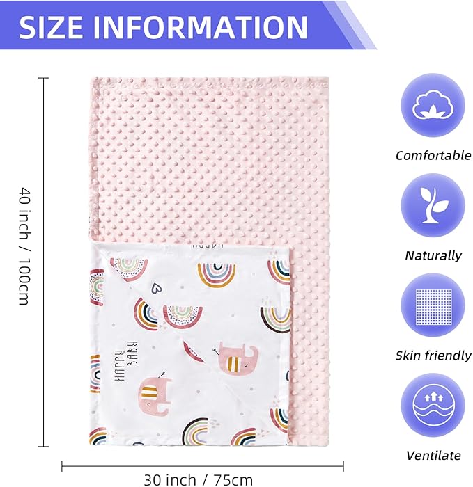 iEvolve Baby Nursery Bed Blankets Ultra Soft Double Layer Mini Blanket Minky Blanket Receiving Blankets Shower Gifts(30"*40",Rainbow)