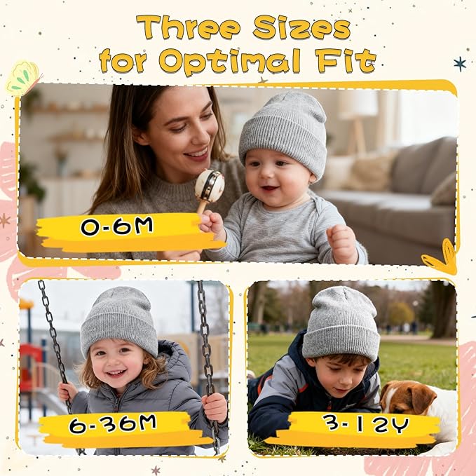 ZOORON Toddler Beanie Baby Kids Beanies Warm Winter Hat Knit Skull Cap for Boys & Girls Soft Children Infant Hat