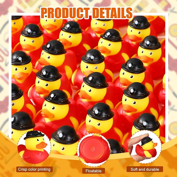 Sotiff 24 Pcs Firefighter Rubber Ducks Bulk 2 Inch Fireman Rubber Ducky for Firefighter Party Favors Birthday Party Gifts Beach Summer Bath Tub Pool Float