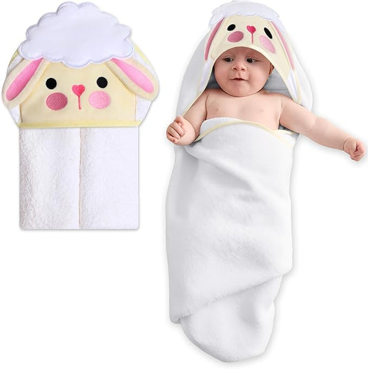 Mother's Choice Baby Hooded Towel - Large Size Cotton, Ultra-Soft & Absorbent Bath Towel for Newborns, Infants, Toddlers, Boys & Girls with Animal Hood (Sheep)