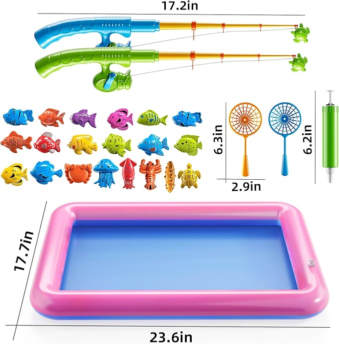 TEMI Fishing Toy for Kids 3-8 Years Old, Bath Toy for Child, Magnetic Fishing Pole for Toddlers, Summer Water Toys for Boys and Girls, Outdoor and Indoor Toys, Gifts for Birthday and Holidays