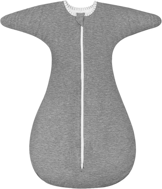 ZIGJOY Shark-Fin Transition Swaddle - 2.5 Tog Rayon Made from Bamboo Sleep Sack Transitional Swaddle Sack Baby Wearable Blanket, Grey, 3-6 Months