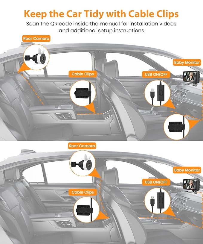 Babyvue USB Car Camera for Baby : 4.5" Baby Car Camera with 1080P Crystal Clear Mirror View, Easy Installation Carseat Rear Facing Moitor for Kids, HD IR Night Vision Backseat Monitor