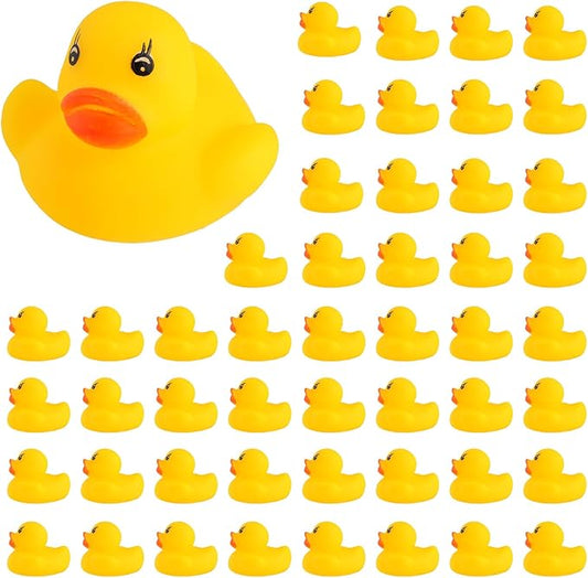 50-Pieces Float & Squeak Mini Rubber Duck Baby Bath Ducky Sound Shower Toys for Kids