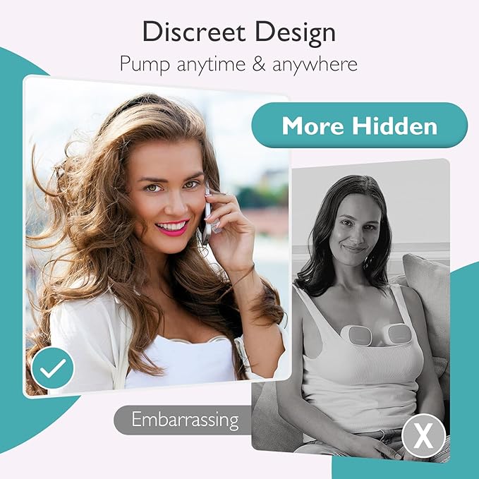 Hands Free Breast Pump, Momspeace Breast Pumps with App & Timer, Wearable Breast Milk Pump Hand Free, Wireless Portable Electric Breast Pump with 2 Modes & 12 Levels - 24mm, 2 Pack