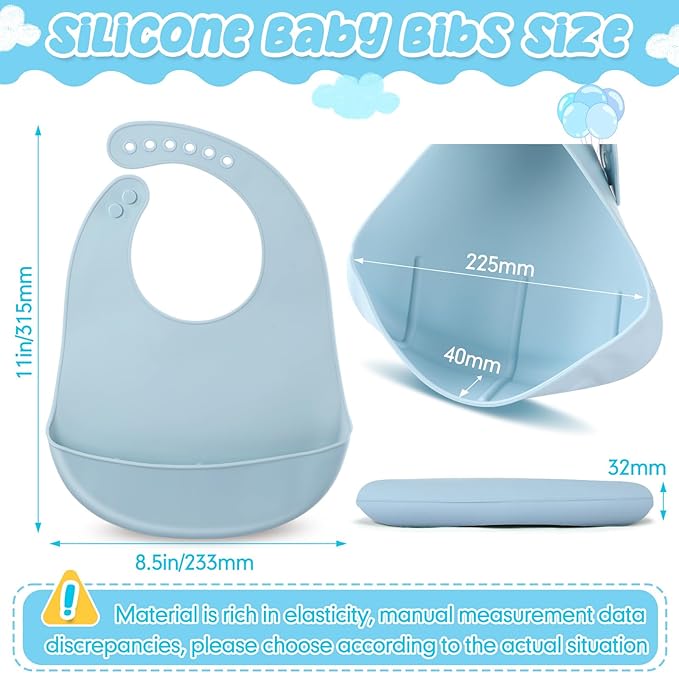 Mepase Silicone Bibs Waterproof Silicone Baby Bibs Soft Adjustable Baby Feeding Unisex Kid Eating Supplies