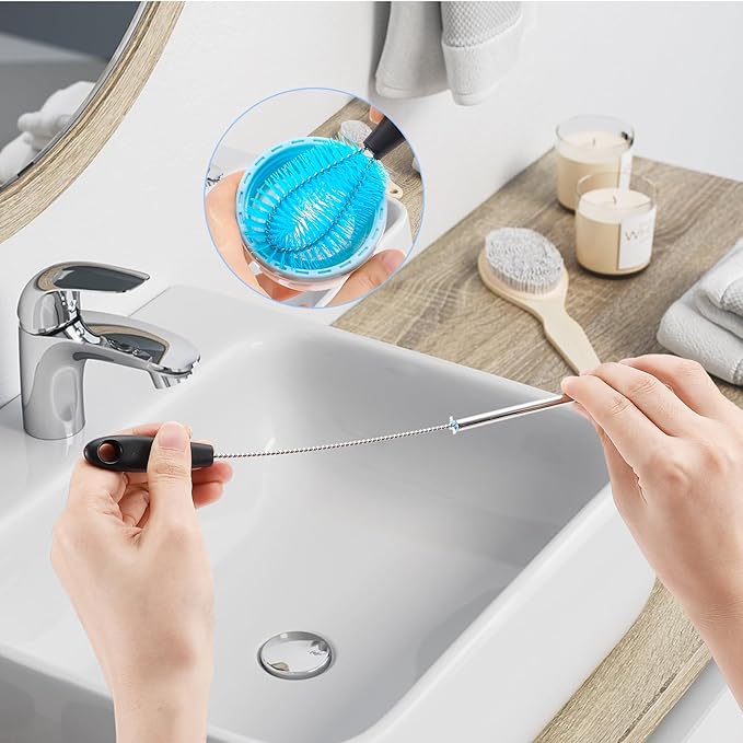 3-in-1 Stainless Steel Cleaning Brush Set, Long Handle for Narrow Neck Bottles, Sport Bottles, Coffee Mugs, Tumblers, Flask