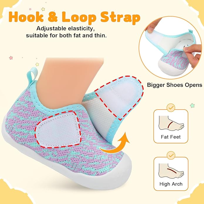 FEETCITY Baby First Walking Shoes Wide Baby Shoes Infant Sneakers Newborn Crib Shoe Barefoot Lightweight Slip On Shoe