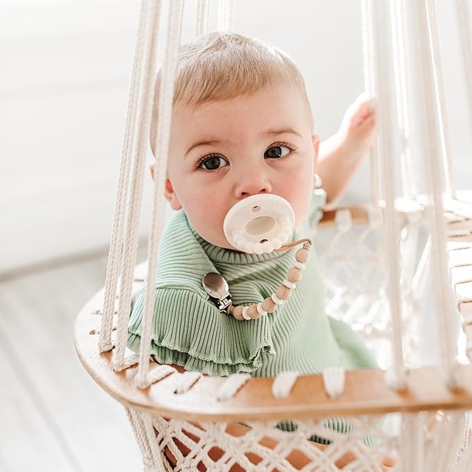 Ryan & Rose Cutie PAT All-in-One Pacifier and Teether Massaging Teething Ring and Hideaway Binky for Growing Babies (Canvas (3 Pack), Flat)