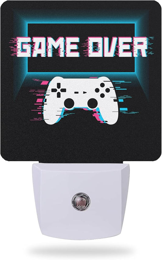 Gamer Game Controller Night Light,Game Over Night Lights Plug into Wall for Boys Girls Bedroom Decorative Half Round Nightlight Led Lamp 0.5W Sleep Friendly