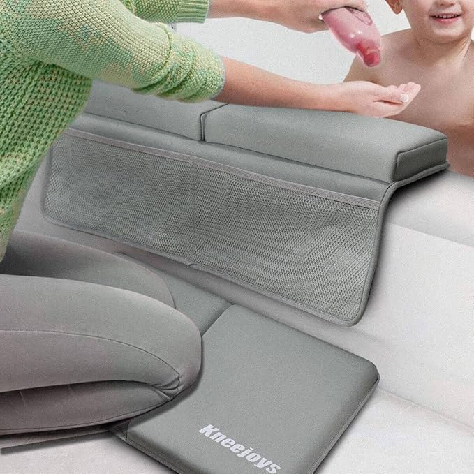 Bath Kneeler and Elbow Rest Pad Bath Kneeler Baby Bath Mat Kneeling Pad Bath Toy Organizer for Tub Kneeling Pad for Bathing Baby Memory Foam
