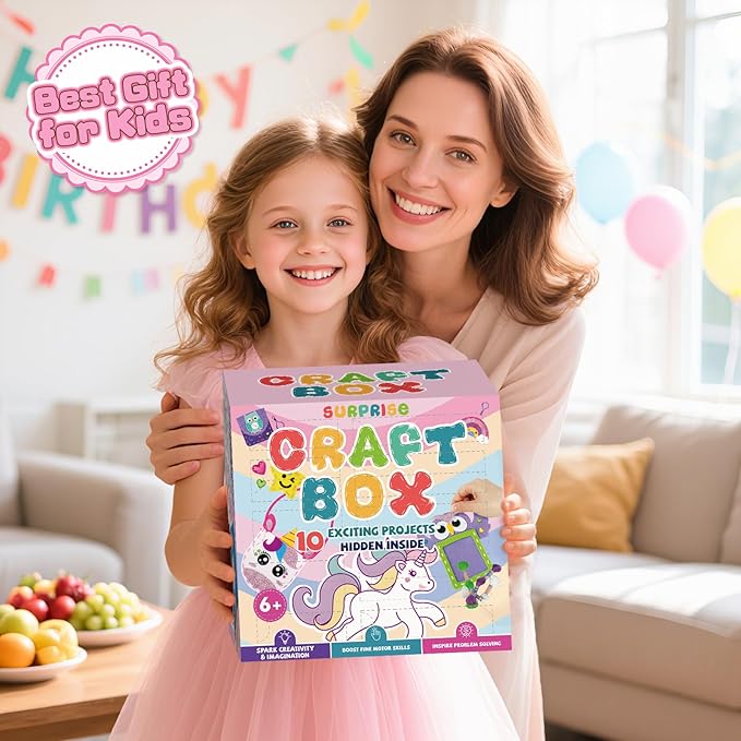 Sewing Kit for Kids, Arts & Crafts for Kids Ages 4-8,Craft Box 10 Felt DIY Projects of Stuffed Animal Dolls and Plush Pillow, Crafts Activities Gift for Girls Boys Age 6 7 8 9 10 11 12 Years Old