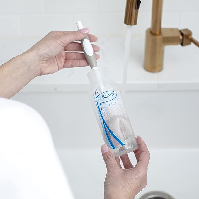 Dr. Brown's Baby Bottle Cleaning Brush with Sponge, Scrubber and Nipple Cleaner, Grey 12 Pack