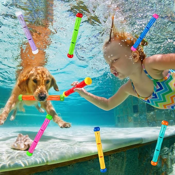 8PCS Pool Diving Swim Toys Colorful Underwater Training Sinking Throwing Dive Sticks for Kids Summer Pool Swimming Party Favor Games