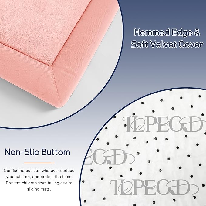 Baby Play Mat for Floor Tummy Time Mat Nursery Muscle Area Rug Playroom Rug Tatami 65"*50" Memory Foam 1.3" Thick Crawling For Babies,Toddlers, Infants, Kids,Floor(Pink)