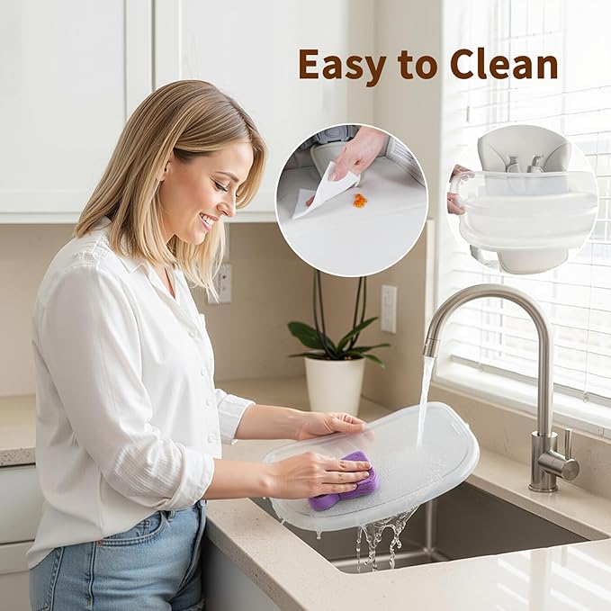 High Chair, Foldable High Chairs for Babies and Toddlers, Adjustable Height, Backrest and Footrest, Removable Tray, Beige