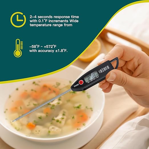 3 Pcs Instant Read Meat Thermometer with Long Probe 9.65 Inch Kitchen Cooking Food Candy Waterproof Digital Thermometer for BBQ Water Milk Yogurt Liquid (Pointed,Black)