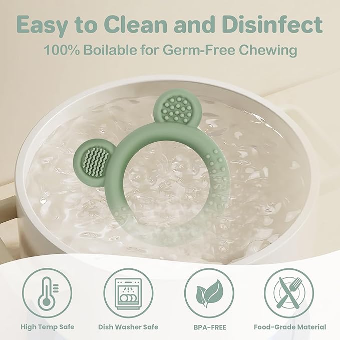 3 Pack BabyTeething Toys, Teethers for Babies 3-6 6-12 Months, BPA Free Teething Relief Easy to Hold, Silicone Teether Toys for Baby Essentials