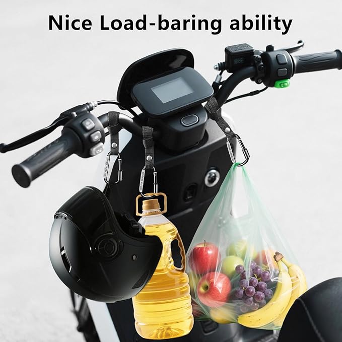 Stroller Hooks for Bags with Locking Stroller Carabiner Clip – Heavy-Duty Hooks for Diaper Bags, Groceries, Backpacks on Strollers, Bikes & Shopping Carts (Black, 4 Pieces)