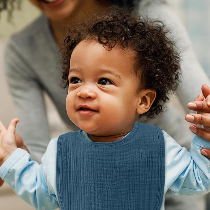 GLLQUEN BABY Muslin Drool Bibs for Boys Girls 6 Pack, Adjustable Baby Bibs for Drooling and Teething, Soft Cotton Baby Bandana Bib for Newborn Feeding Essentials (Green)