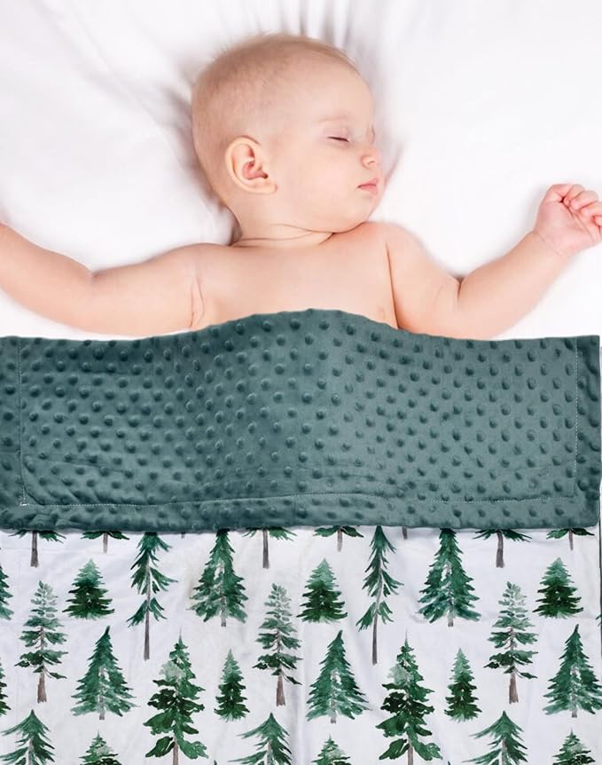 Baby Blanket, Soft Minky Warm Blanket for Boy or Girl, Receiving Blanket with Double Layer Dotted Backing for Newborns Nursery Stroller Toddlers Crib Bedding (30 x 40 Inch) Sunflower (Green Pine)