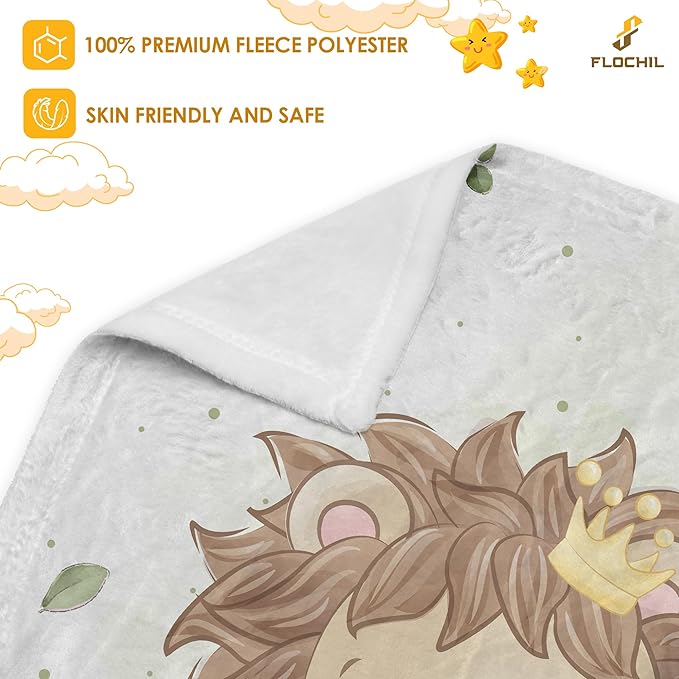 Personalized Baby Blankets, Custom Baby Blanket - Baby Blanket with Name for Boys, Best Gift for Baby, Newborn Elephants Flush Fleece (30x40) (Lion 3)