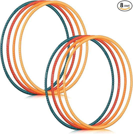 Sratte 8 Pcs Color Hoop Detachable Adjustable Hoop Exercise Ring Plastic Toys for Teens Games Gymnastics Dog Agility Equipment Party Decor, 4 Colors
