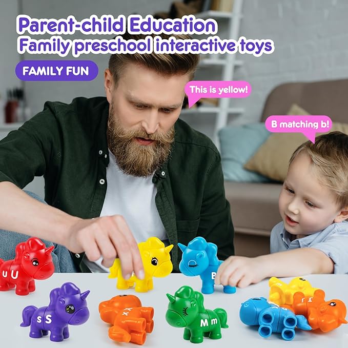 TSYAN Matching Letter Montessori Toys for Toddlers,ABC Unicorn Alphabet Preschool Learning Activities Classroom Must Haves Sensory Sorting Educational Toy Sets for Kids Toddler 3 4 5 6 Years Old…