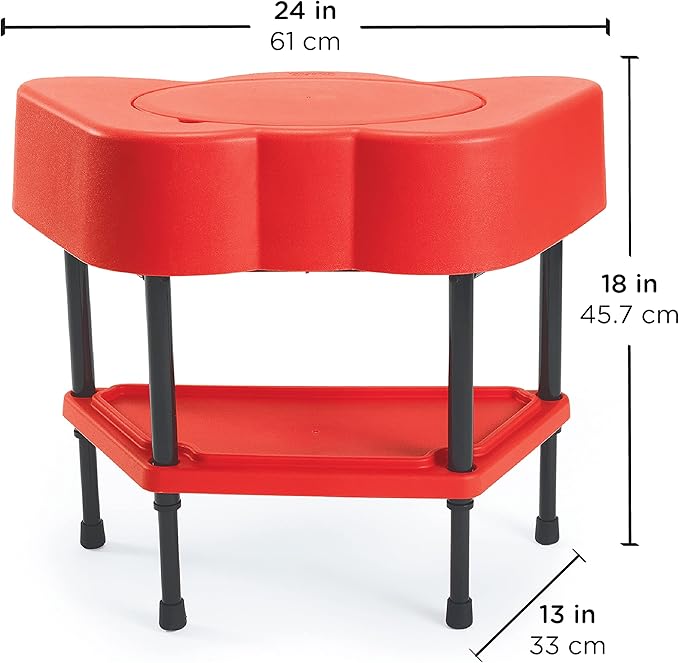 Children's Factory AFB5100PR Toddler Sensory Table with Lid, Adjustable Height Sand & Water Indoor/Outdoor Play Equipment for Kids Playroom/Homeschool/Classroom, Red